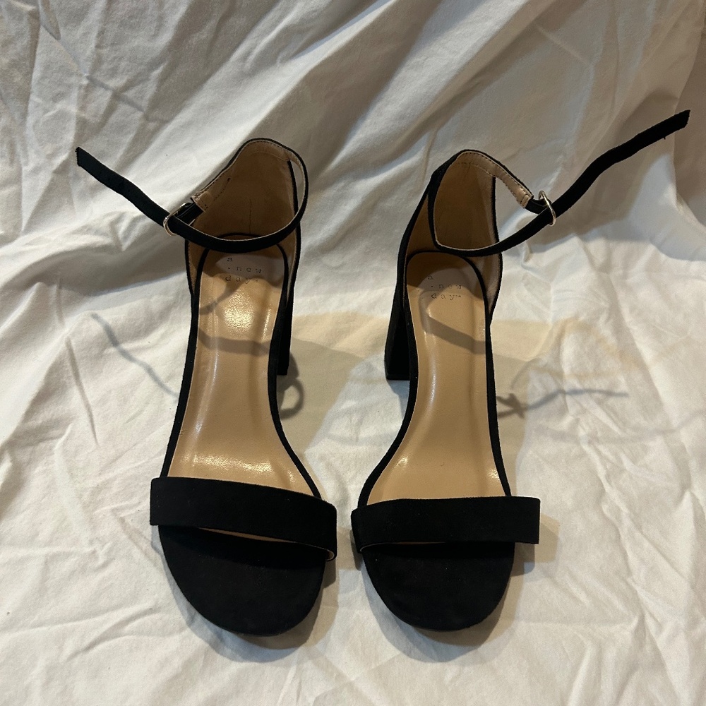A New Day strap black suede pumps size 9